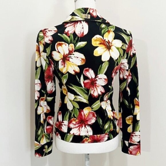 St. John Sport Marie Gray Floral Zip Front Jacket Women's Size P - Picture 4 of 7